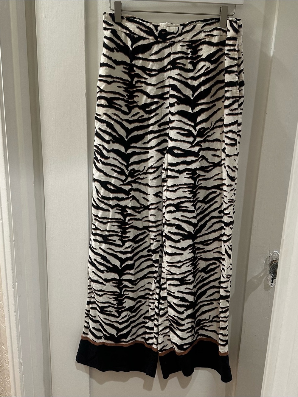 H&M Black & White Zebra-Print Wide Leg Pants